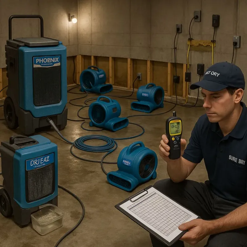 Structural Drying and Dehumidification process in Oilton, OK